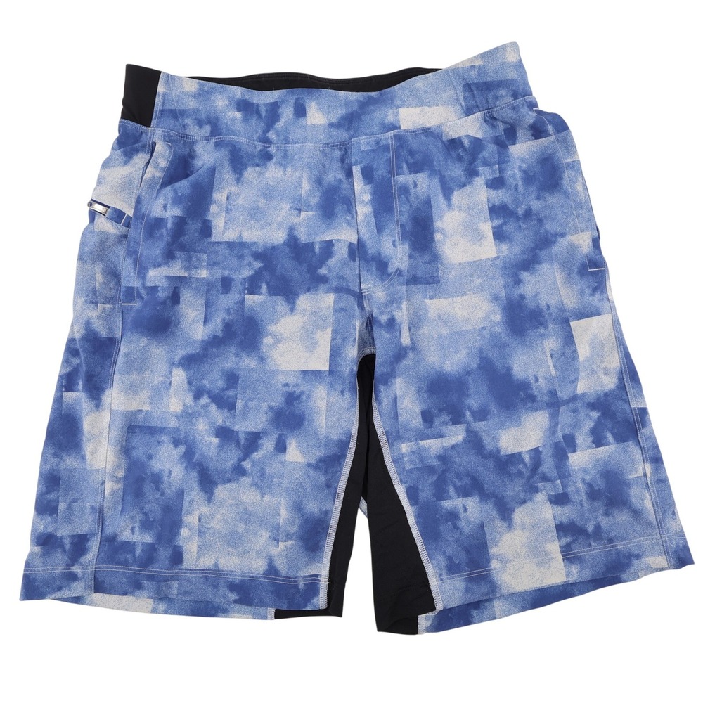 Lululemon T.H.E. Linerless Abstract Print Athletic Shorts Blue Sleeveless Mens M